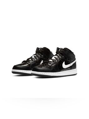 Nike Air Jordan 1 Mid SE GS 'Black Glitter' High Top Sneakers